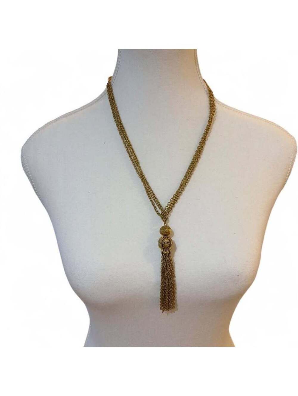 Vintage Gold Tone Multi-Strand Tassel Necklace